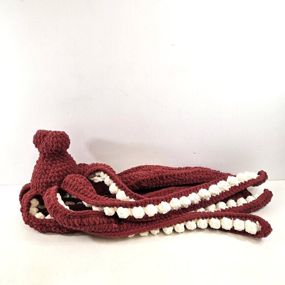 Other - Hand Crocheted Octopus Squid in Red and White